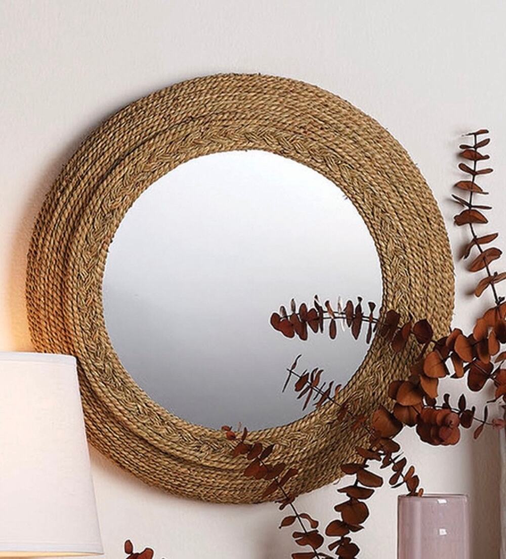 Wila Round Seagrass Wall Mirror 24”x24”